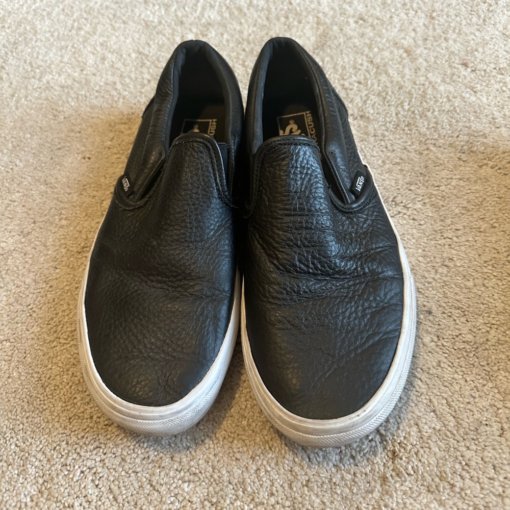Van’s Black Leather Women’s Slip On Sneaker